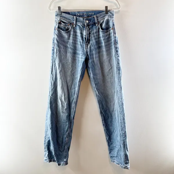 American Eagle AE Ex Boyfriend High Waisted Denim Straight Leg Jeans Blue 00 - Image 2
