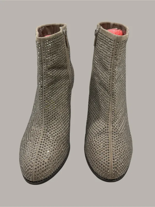 Juicy Couture Cavora Taupe Rhinestone Ankle Booties Size 10 Western Glam - Image 3