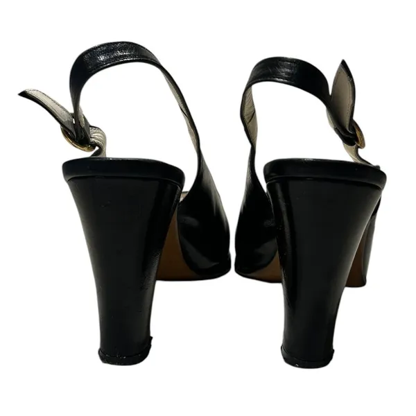 Garolini Leather Peep Toe Slingback Heels Old Money Vintage Italian Luxury 6 - Image 4