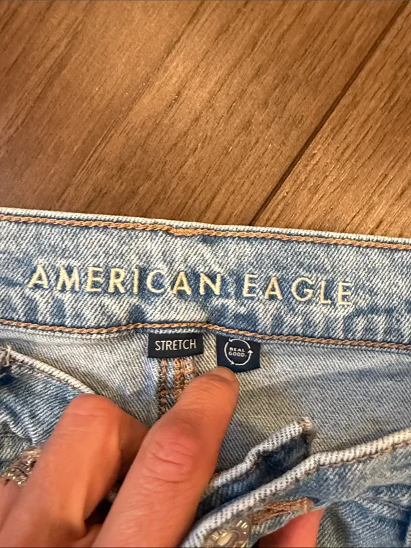 American Eagle Stretch Light Blue Straight Leg Jeans Size 10 Long - C66-017 - Image 3