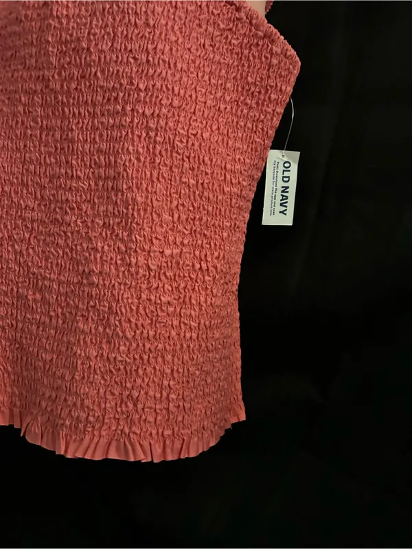 Old Navy Women’s Coral Smocked Tube Top with Ruffle Hem LG NWT - Image 4