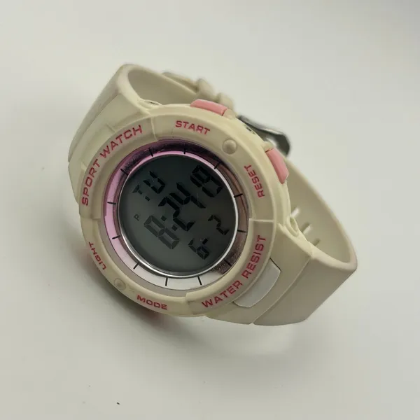 White and Pink Women’s Digital Watch Stainless Steel Working New Battery - Image 4