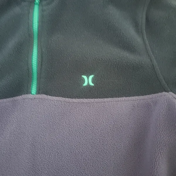 Hurley Navy and Lavender Fleece Jacket Size Small Oversized Fit - Image 2