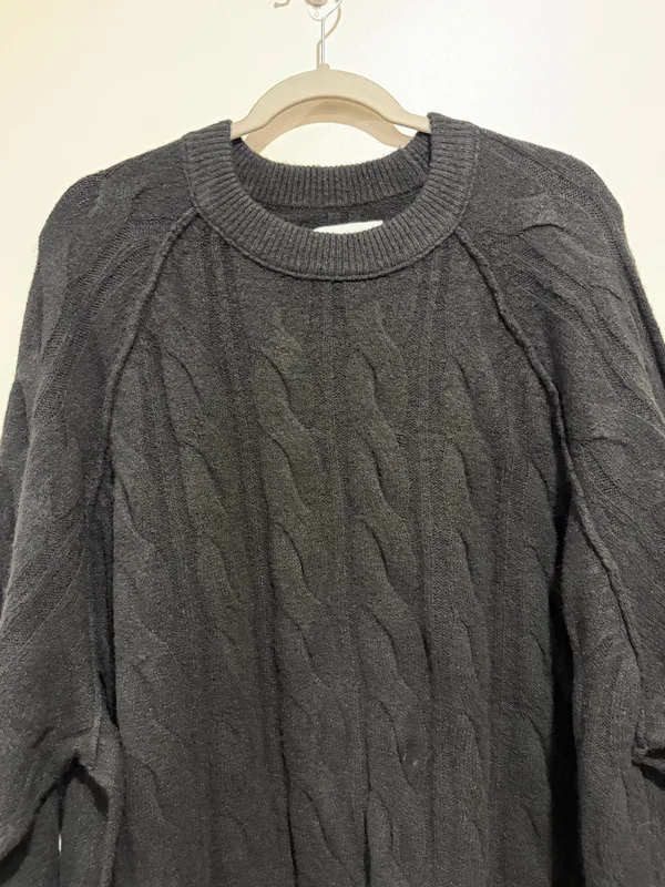 Aerie Black Cable Knit Oversized Sweater Size XXL NWT - Image 3