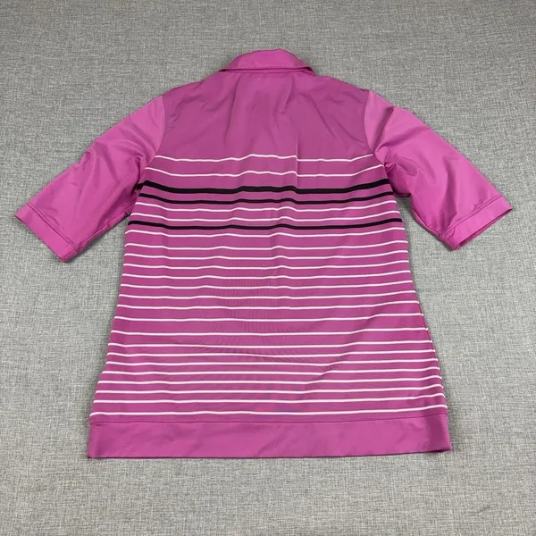 Nike Golf Tour Performance Polo Womens L Pink Stripe Dri-FIT 541957-636 - Image 9