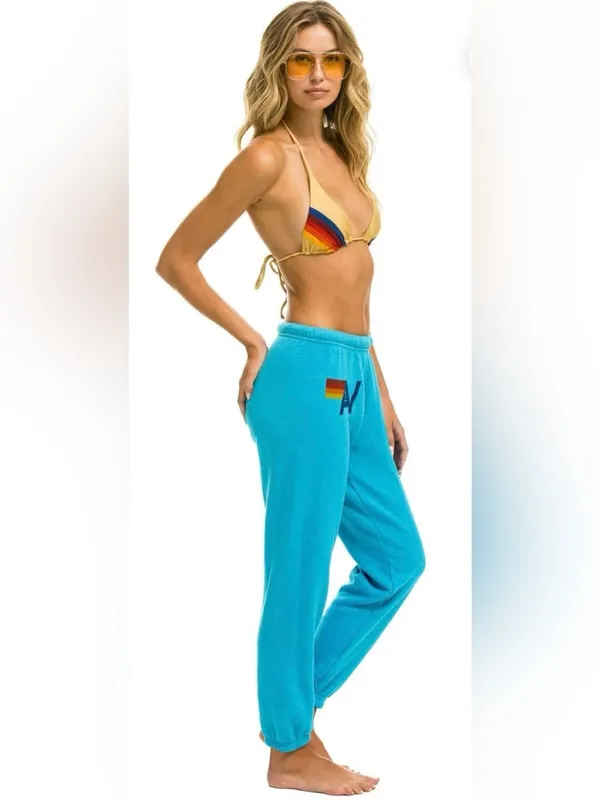 Aviator Nation Logo Sweatpants Lounge with Rainbow Tag Teal Blue Size S - Image 2