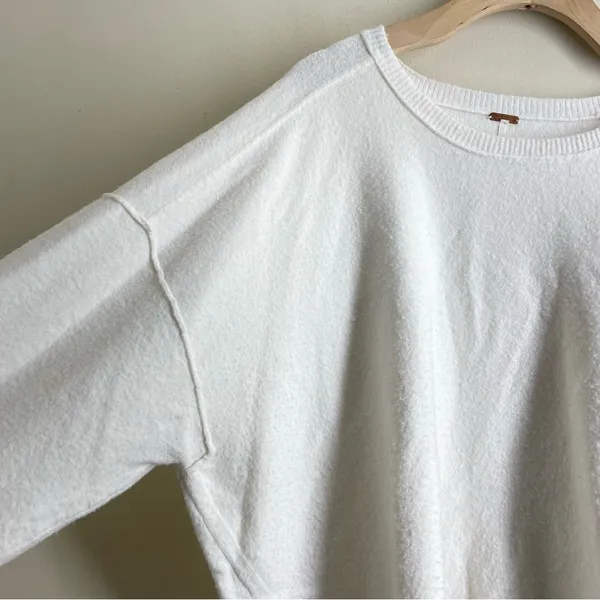 Free People Luna Pullover Oversized Sweater size L Ivory Slouchy Crewneck - Image 8