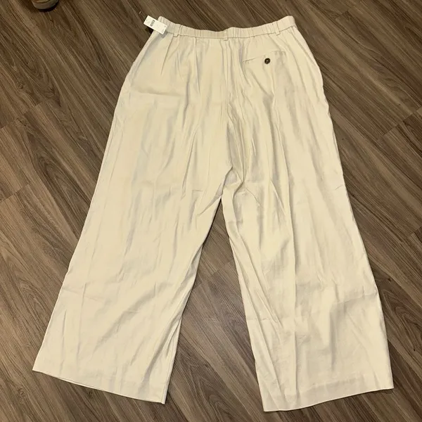 Maeve Anthropologie Pleated Wide Leg Pants Linen Blend‎ Size 1X - Image 3