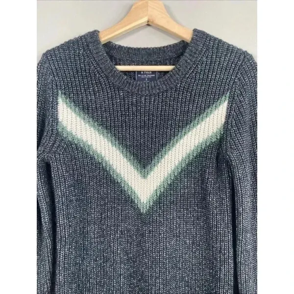 Abercrombie & Fitch Women Size Small Knit Sweater Dress Gray‎ Navy Green Varsity - Image 2