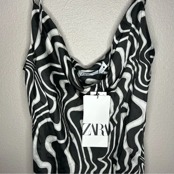 ZARA The Safia black abstract zebra print mini dress size medium - Image 3