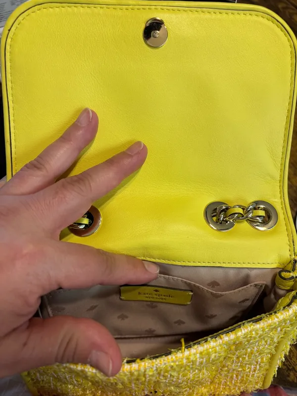 ✨ Kate Spade Yellow Tweed & Chain Convertible Crossbody Shoulder Bag ✨ - Image 8