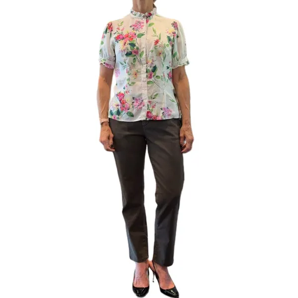 Size Small Kut From The Cloth Floral, Button Down, Ruffle Collar - Image 2