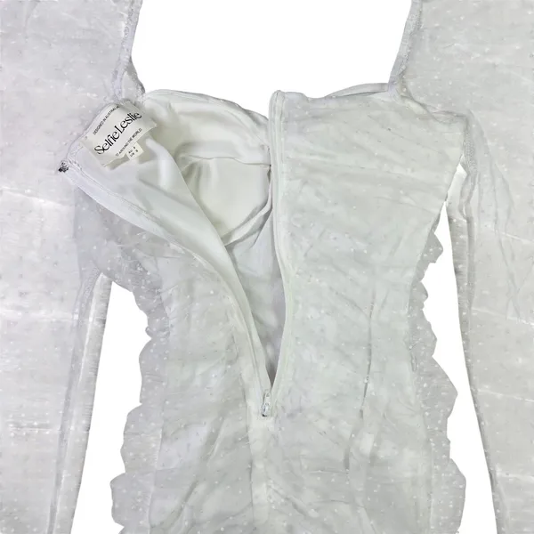 Selfie Leslie Like Lovers Hail Spot Mini Dress White Sweetheart‎ Puff Sleeve S - Image 5