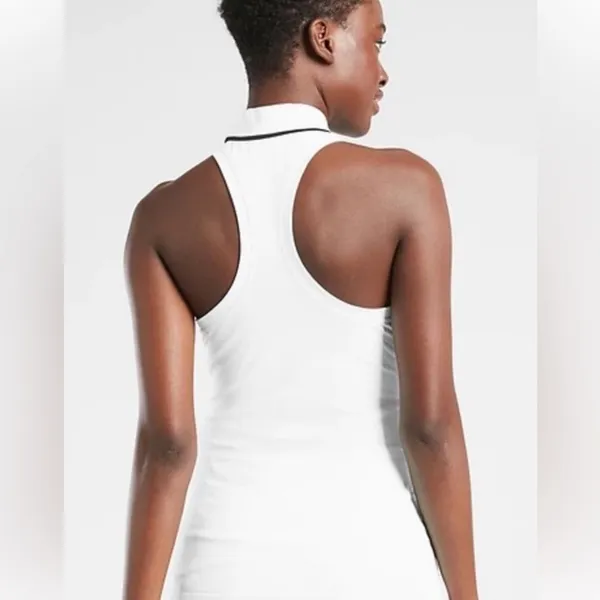 NWT ATHLETA Momentum Polo Tank top 1/4 Zip Neck White size‎ Small - Image 2