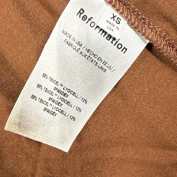 Reformation Brown Tencel Wrap Midi Dress Scoop Neck Sleeveless XS Made in USA - Image 3