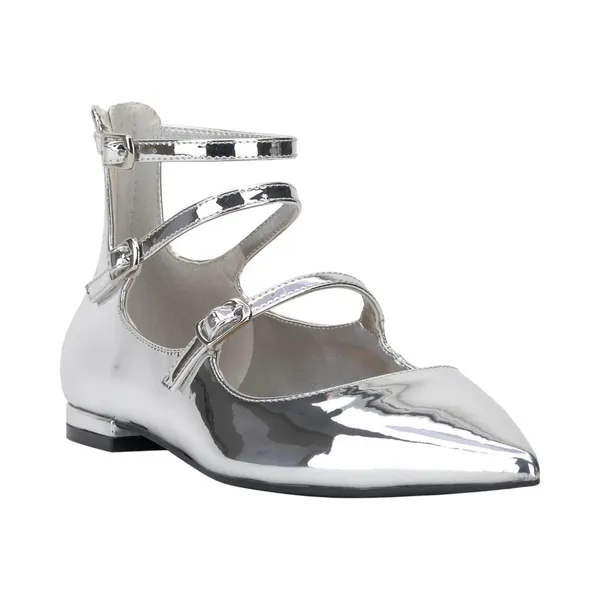 INC International Concepts Womens Valan Triple-Strapped Flats Silver Gray 7.5M - Image 8