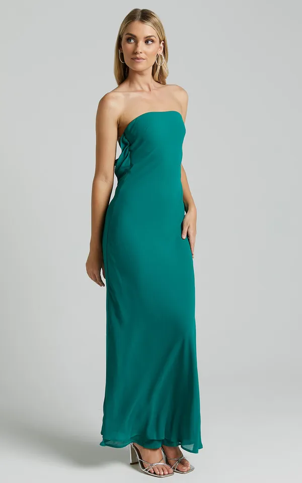 New Showpo Laurelle Maxi Dress Strapless Tie Back Cowl Slip Size Medium MSRP $99 - Image 4