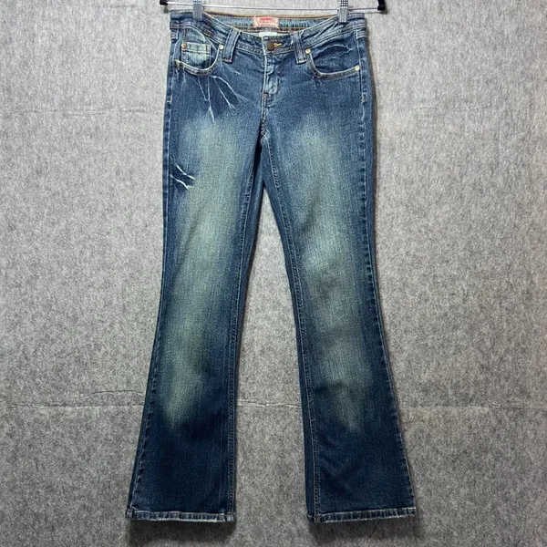Vintage Y2K No Boundaries Flare Jeans Low Rise Wide Leg Denim‎ Blue Juniors 5 - Image 8