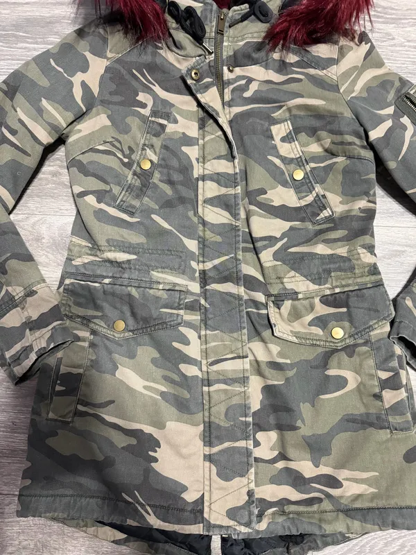 Pre loved American rag army print parka jacket XS - Image 2