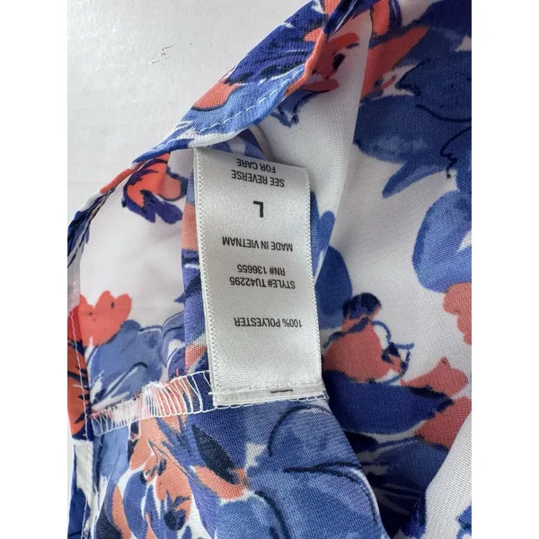 Beacon Apparel Stitchfix Blouse Sz L Floral Office Career Red White Blue Work - Image 8