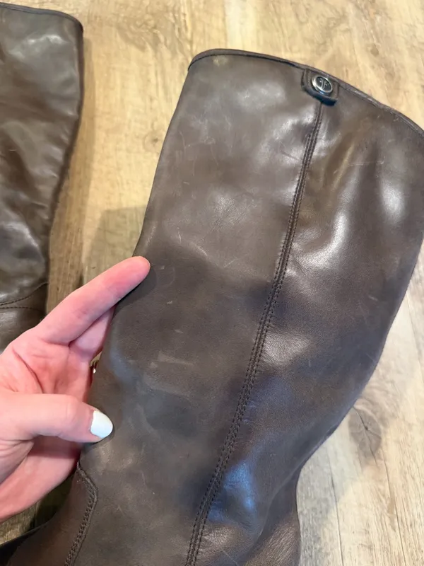 Frye Melissa Button 2 Tall Leather Riding Boot Grey 8.5 - Image 9