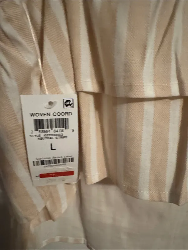 Striped Tie-Shoulder Ruffle Camisole - Beige Cream - Image 8