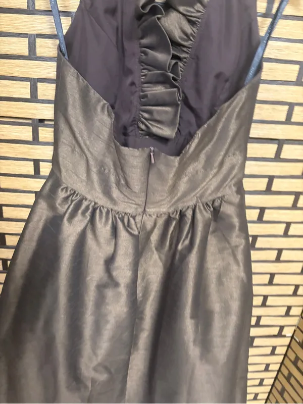 Alfred sung brown ruffle halter dress size 8 - Image 5