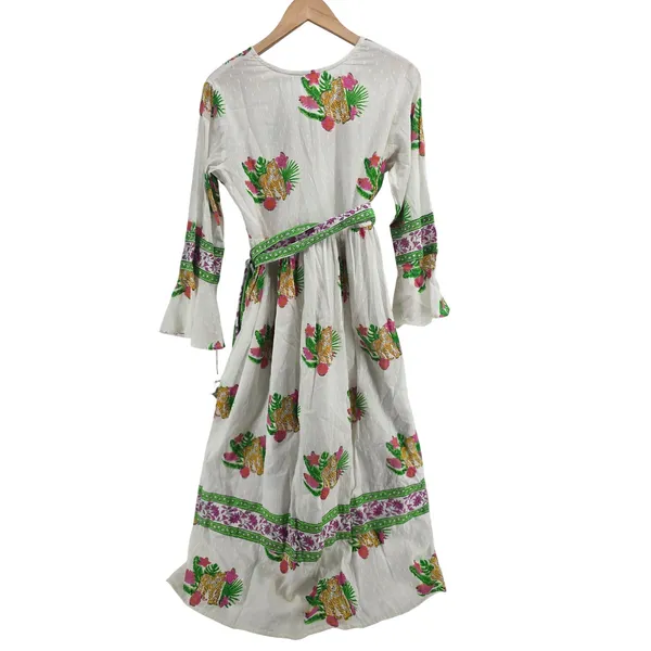 Brisara Elara Dress Womens S Tiger Floral Block Print White Maxi NEW - Image 5