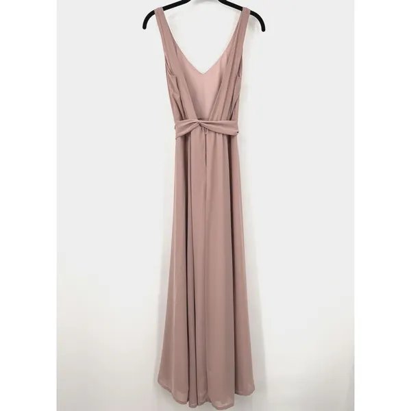 Show Me Your Mumu Jenn Maxi Bridesmaids Formal Dress Soft Beige Chiffon Sz Small - Image 2
