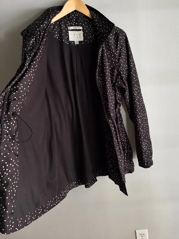 A New Day Women’s L Brown White Polka Dot Hooded Rain Jacket Water Resistant - Image 6
