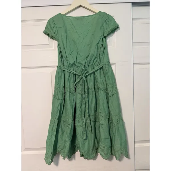 BCBGMaxAzria BCBG Voile Celedon Eyelet Sundress Peasant‎ Bohemian Dress Spring - Image 2