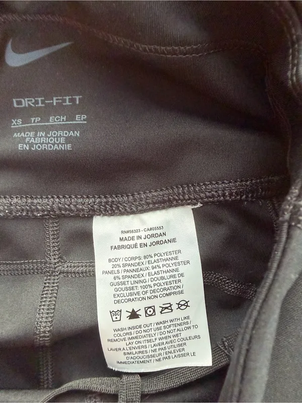 Nike Dri-Fit Womens XS Black Running Leggings Graphic Swoosh Zip Pocket - Image 8