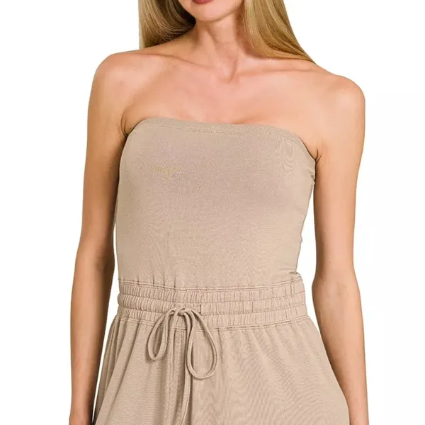 Zenana Tube Top Jumpsuit with Drawstring Waist‎ - Image 2