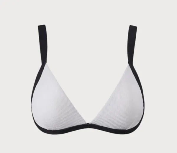 BERLOOK White Contrast Trim Triangle Bikini Top AND BOTTOM 55 - Image 7