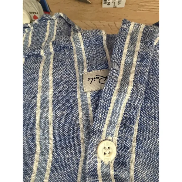 Rails Charli Shirt Womens Large Linen Blend Lake View Stripe Button Blue KKK10-2 - Image 3