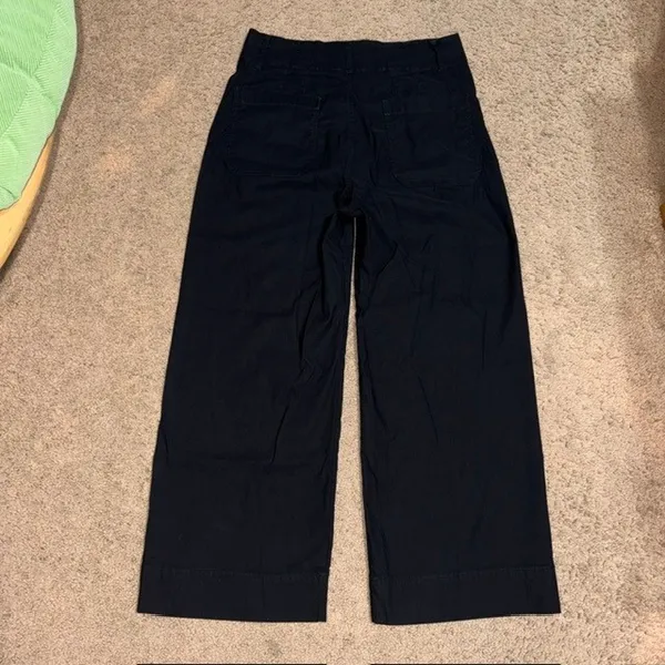 Anthropologie Maeve Colette Ankle Cropped Linen Blend Wide Leg Pants Black 31 - Image 5