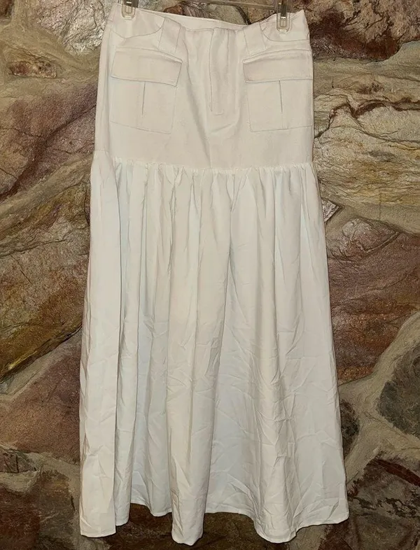 Commense Leisure Pockets Maxi Skirt size small White - Image 4