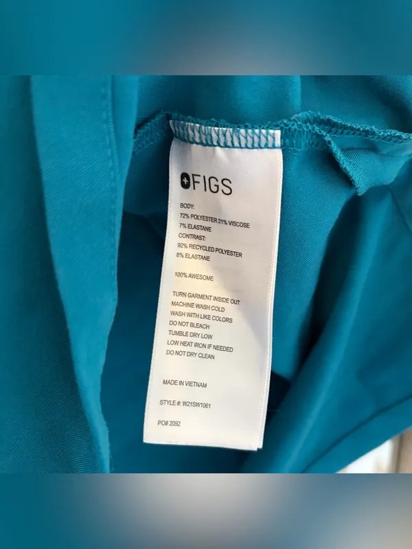 Figs Scrub Top Women Technical Collection Hidden Button Front Size XXL Blue - Image 4