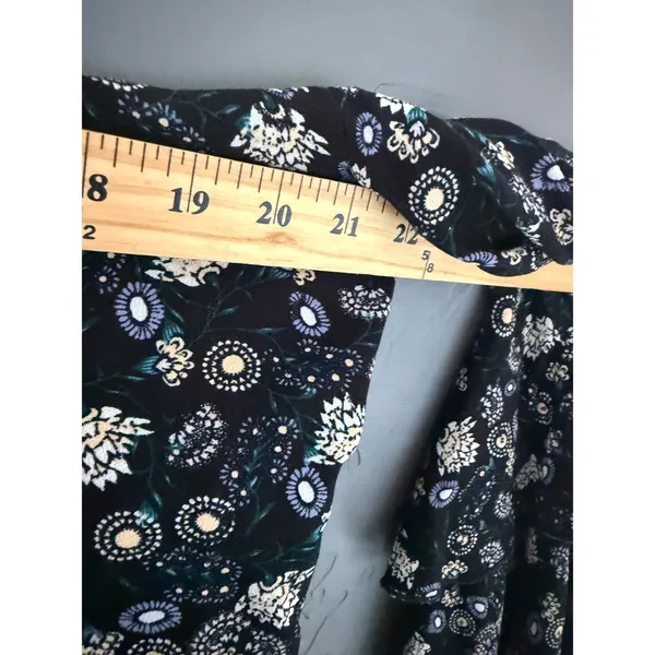 Intimately Free People Black‎ Floral Tiered Bell Sleeve Button Front Bodysuit M - Image 6