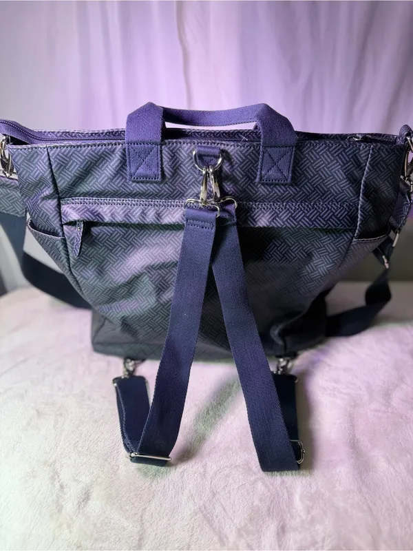 Pottery Barn Purple Textured Tote Backpack - Image 4