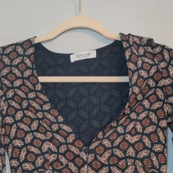 WYLDR Revolve Brand Geometric Long Sleeve V Neck‎ Romper Playsuit Extra Small - Image 3
