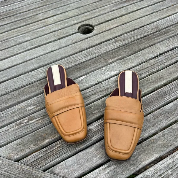 Franco Sarto Tan Brown Leather Duval Mule‎ Womens Slip On Mules Flats Size 7 - Image 4