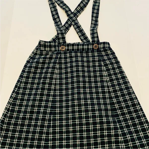 Anthopologie Chic Plaid Skirt with Suspenders - Image 2
