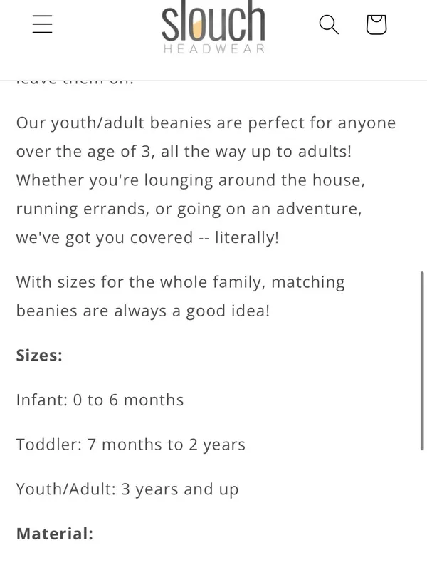 Slouch Headwear Pom Beanie Youth/Adult Sized - Image 3