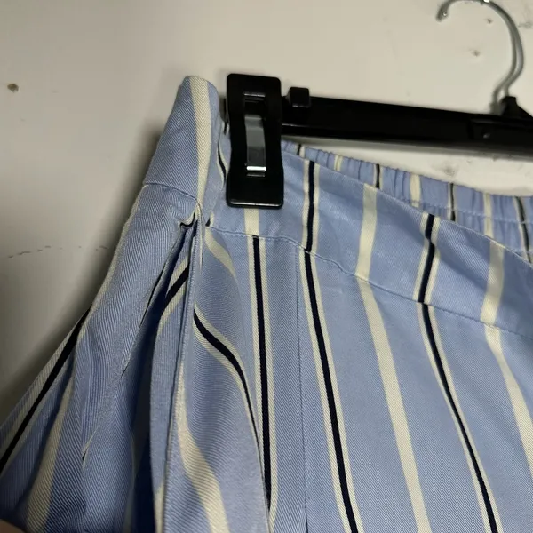Rae Mode Blue White Striped Wide Leg Pants High Rise Rayon P6517 Womens‎ Large - Image 7