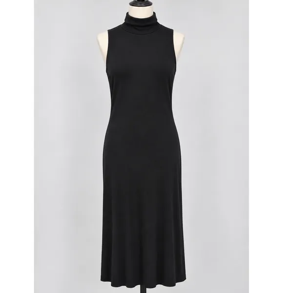 New Day Black Sleeveless Turtleneck Maxi Dress Small Modal Blend NEW Minimalism - Image 2