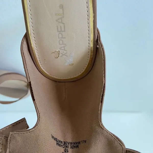 X-Appeal women’s Daire scalloped tan ankle strap‎ heels — size 10 - Image 6
