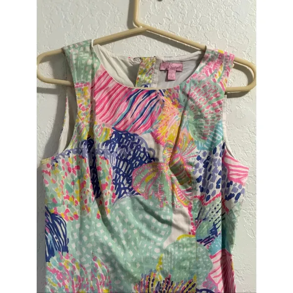 LILLY PULITZER Roar Of The Sea " MILA" SLEEVELESS SHIFT DRESS SIZE 4 - Image 5