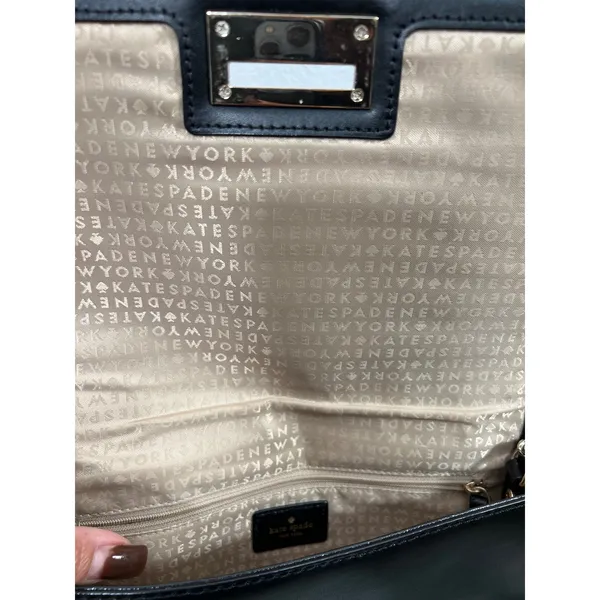 Kate Spade Black Crossbody Bag 100% Cow Leather‎ Gold Lock - Image 10