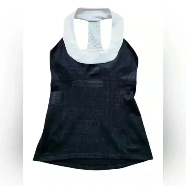 Lululemon Womens Scoop Neck Black Manifesto & White Tank Top Size 8 - Image 3